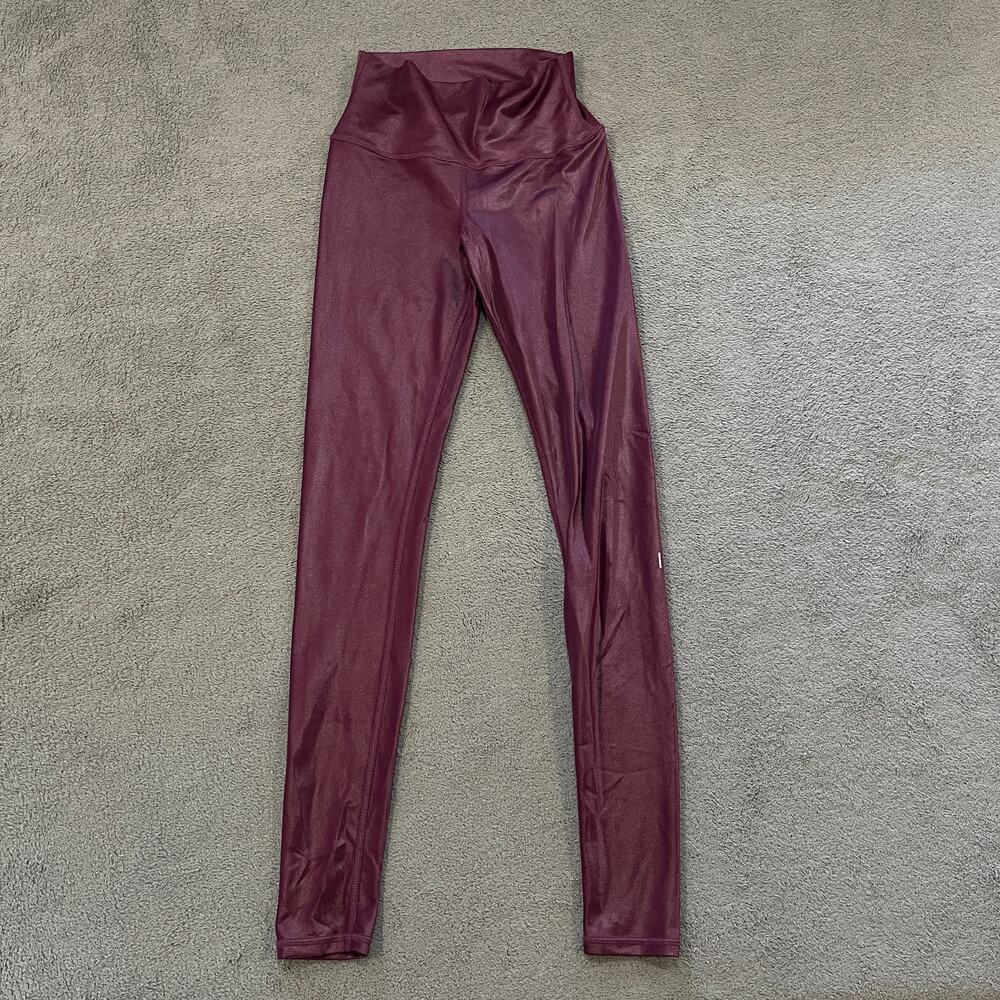 Alo Yoga Airlift Burgundy Shiny High Waist Compression Leggings Women's Size S